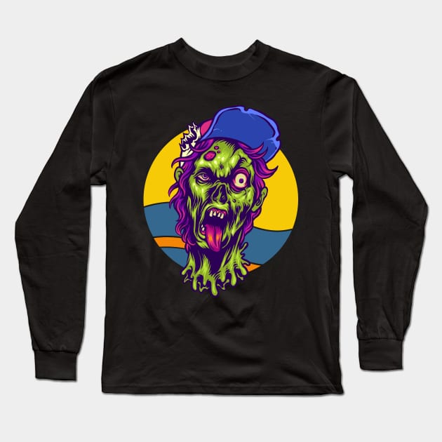 Teenager Zombie Halloween Long Sleeve T-Shirt by divinoro trendy boutique